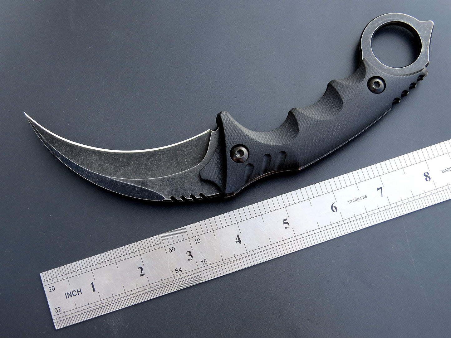 Ccanku C1111 Fixed Blade Knife D2 Steel Blade G10 Handle Claw for Outdoor EDC Survival Knife with Kydex Sheath (Black)