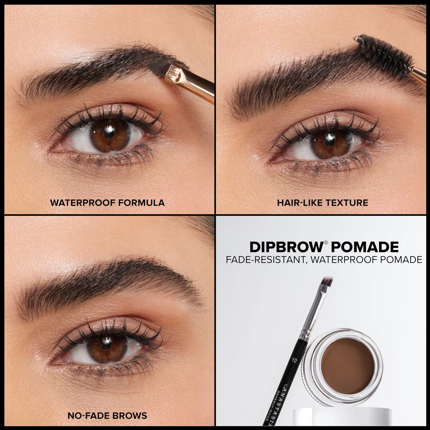 Anastasia Beverly Hills DIPBROW Pomade - Full-Pigment Smudge-Proof Eyebrow Pomade, Long-Wearing Waterproof Formula for Natural Hair Texture - Medium Brown