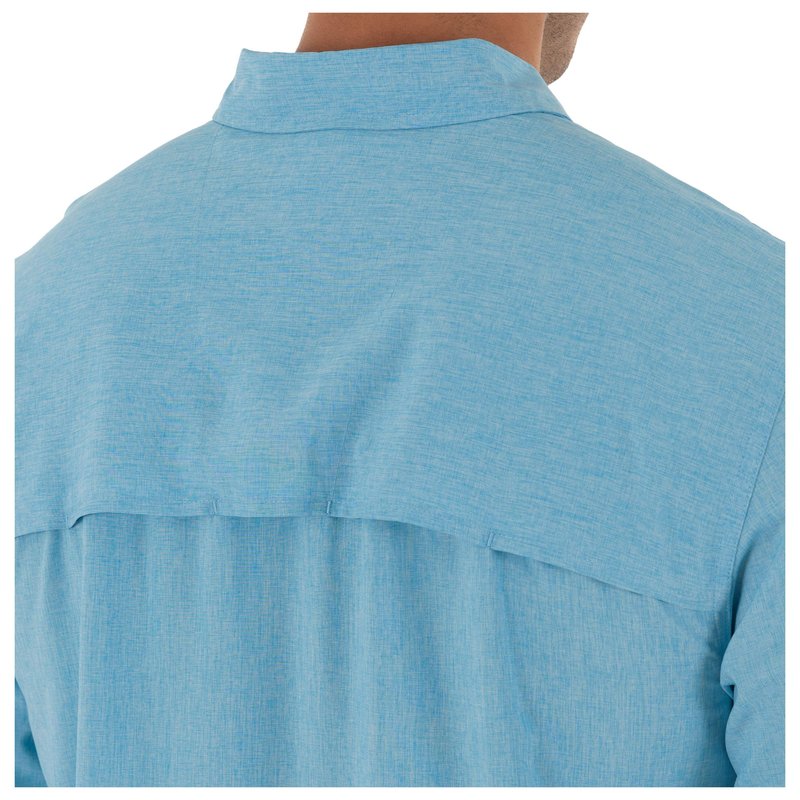 Guy Harvey Men's Long Sleeve Performance Fishing Shirt, Powder Blue, Large