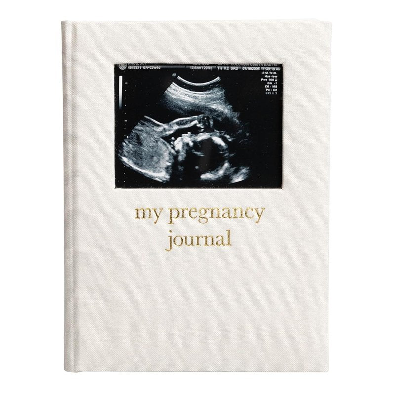 Pregnancy Journal - Linen Guided Memory Book with Sonogram Photo Insert | Beige