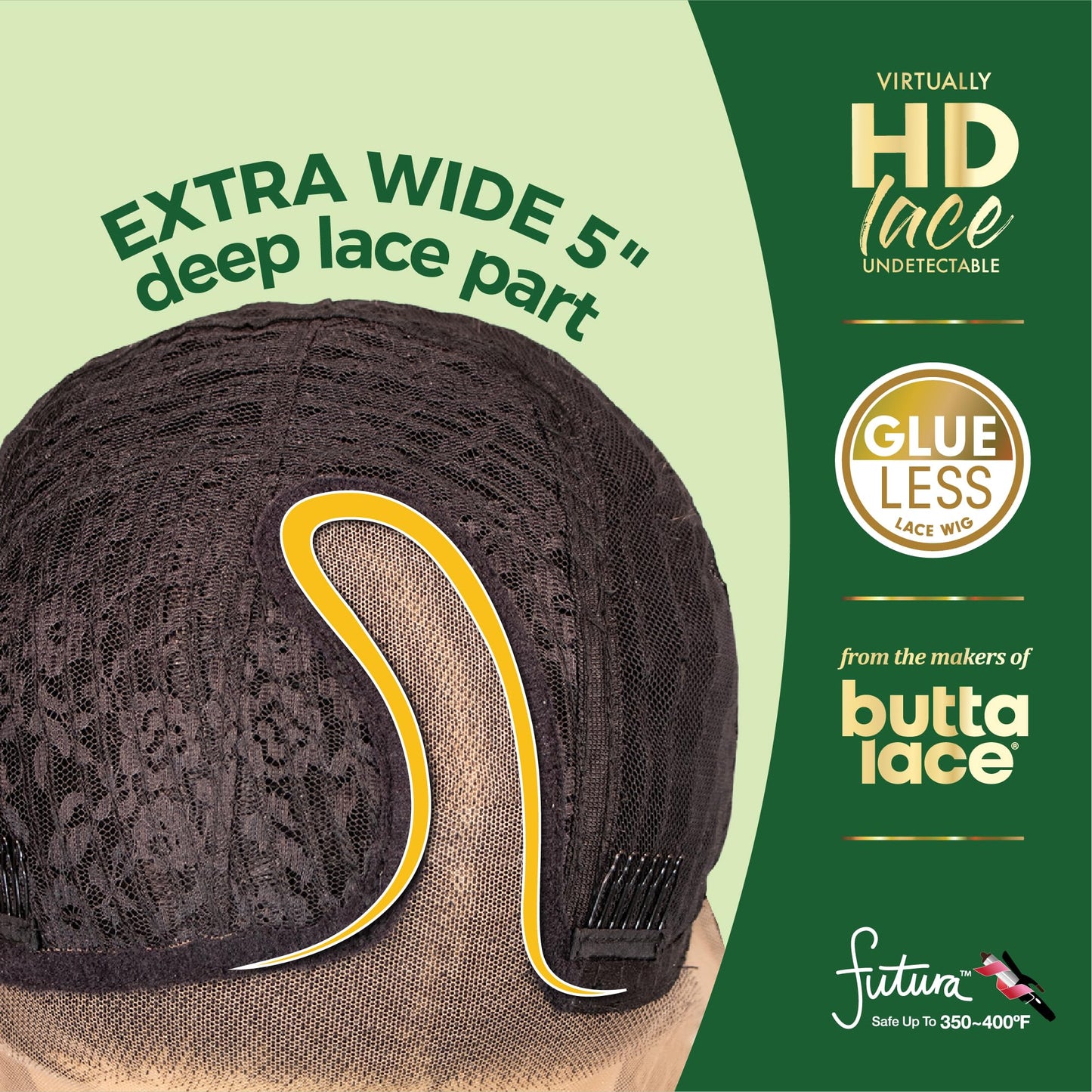 Sensationnel Chicbob Lace Frontwig - Lob Unit 7 Face Framing Glueless Wig Wide 5 Inch Deep Part Synthetic Preplucked Hairline (1B OFFBLACK)