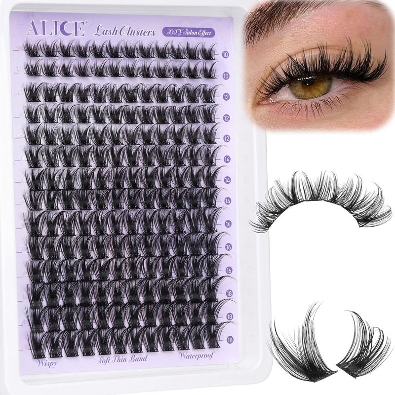 Eyelash Clusters - Wispy 10-18mm Natural Volume Extensions | 168pcs DIY Individual Lashes with Soft Thin Band