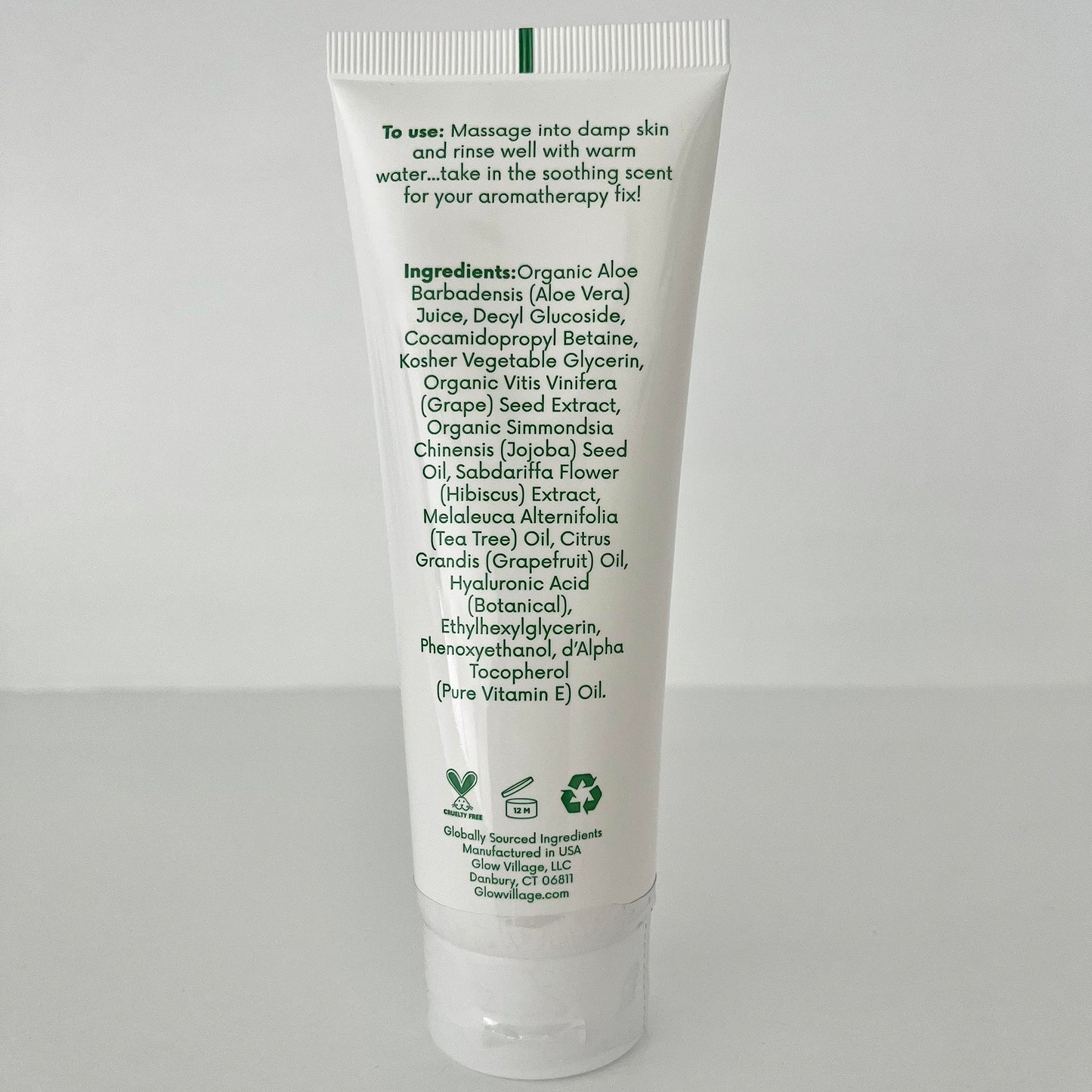 Glow Village Renew Gentle Facial Cleanser with Botanical Hyaluronic Acid | Vegan, Organic | Deep Cleansing, Blemish-Fighting | For Sensitive and Combination Skin| Fragrance Free | 4 oz