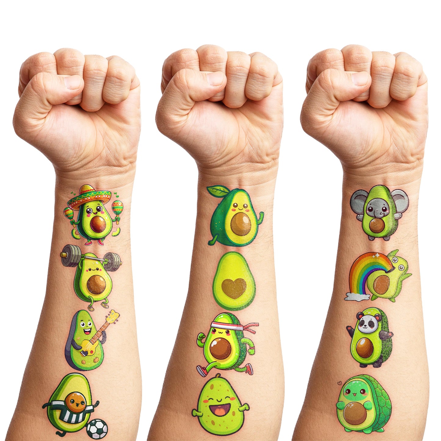 100 PCS Funny Avocado Temporary Tattoos for Kids