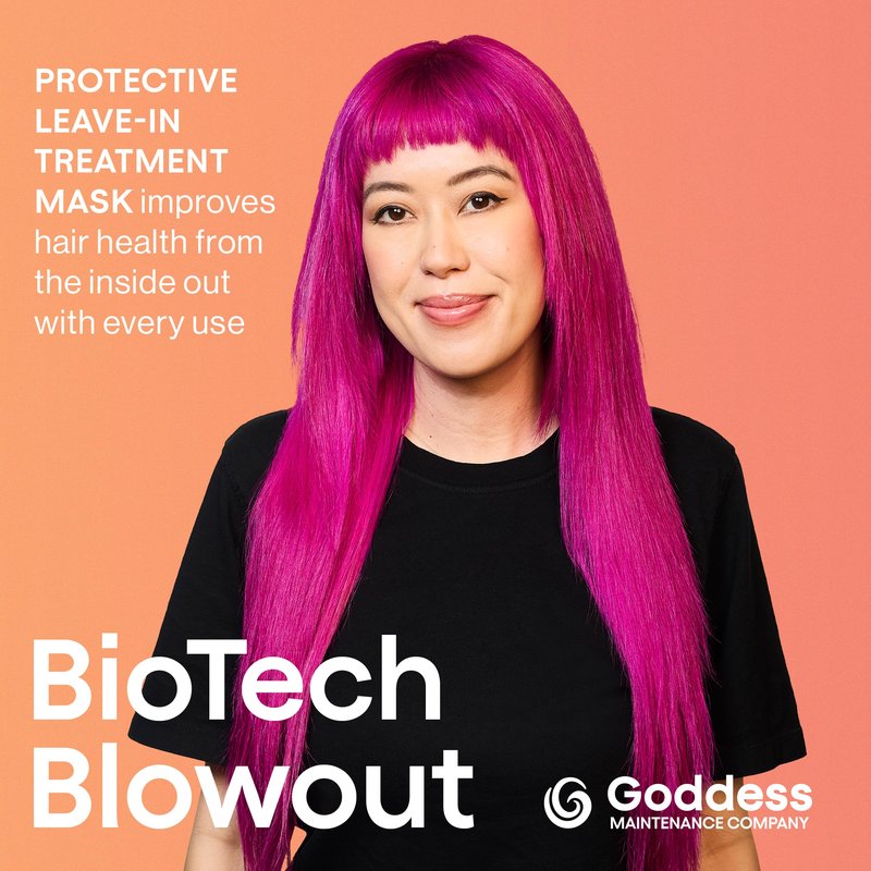 Biotech Blowout Leave-In Restorative Hair Mask 1.7 Fl Oz, Style & Heat Protectant (up to 450°F), 8-Hour Style, Frizz Control, for Damage Heat, Bleach, Colour & Chemical Stress, by Goddess Maintenance
