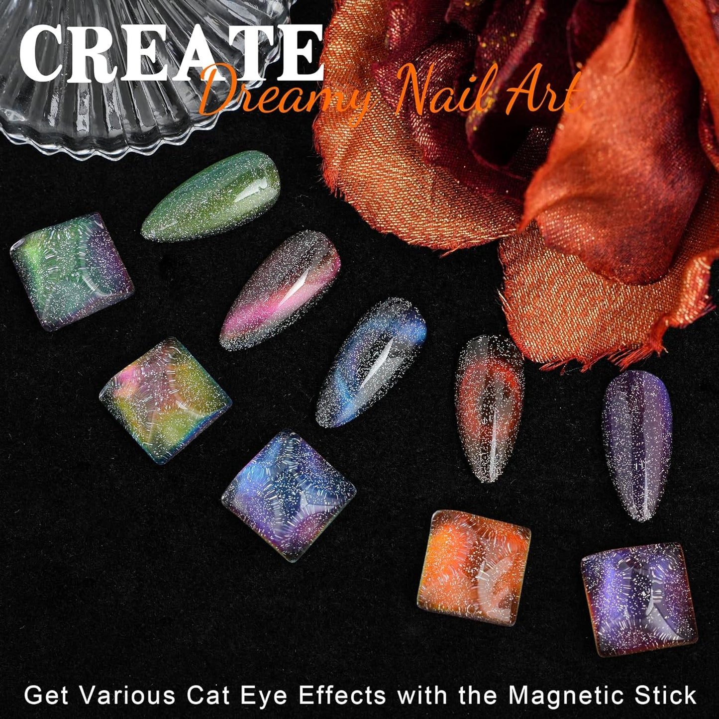 Cat Eye Gel Nail Polish Set - 9D Galaxy Chameleon Effect | 7.5ml x 6 with Magnet Stick for DIY Nail Art