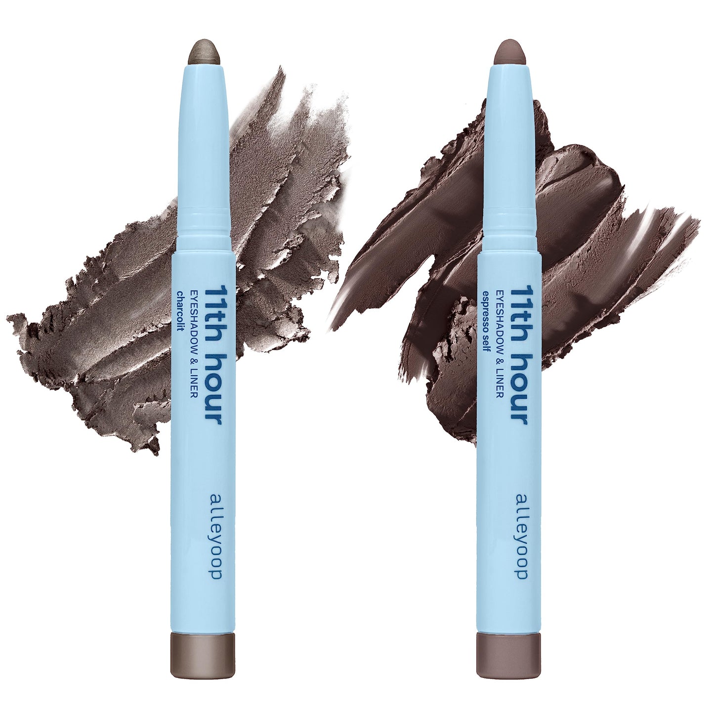 ALLEYOOP 11th Hour Cream Eyeshadow Sticks Bundle - Charcolit (Shimmer) & Espresso Self (Matte) - Waterproof, Smudge-Proof, Crease-Proof Eyeshadow for Over 11 Hours