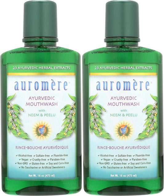 Ayurvedic Natural Mouthwash - Alcohol-Free Neem Oral Rinse for Fresh Breath | 16 Fl Oz, 2 Pack