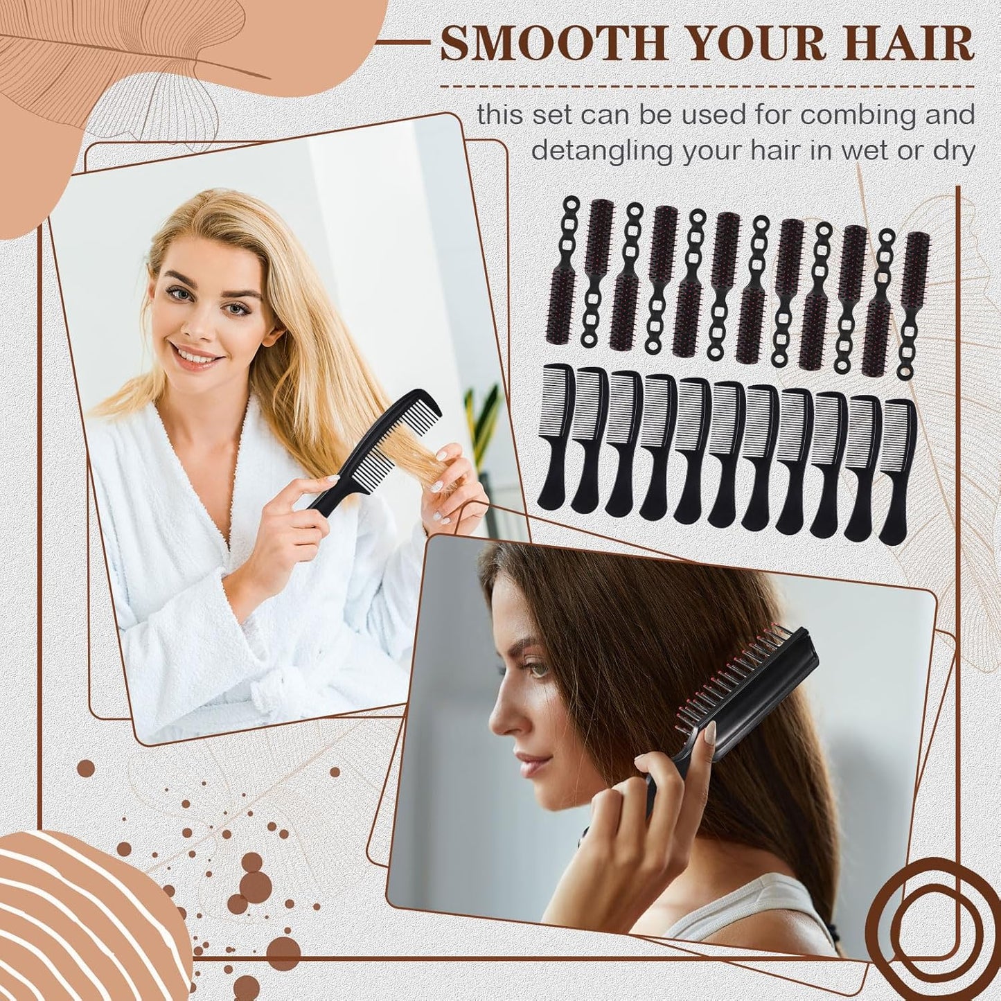 48-Piece Hair Comb Set - Individually Wrapped Brushes for Women | Travel, Hotel, Nursing, Charity (Black)