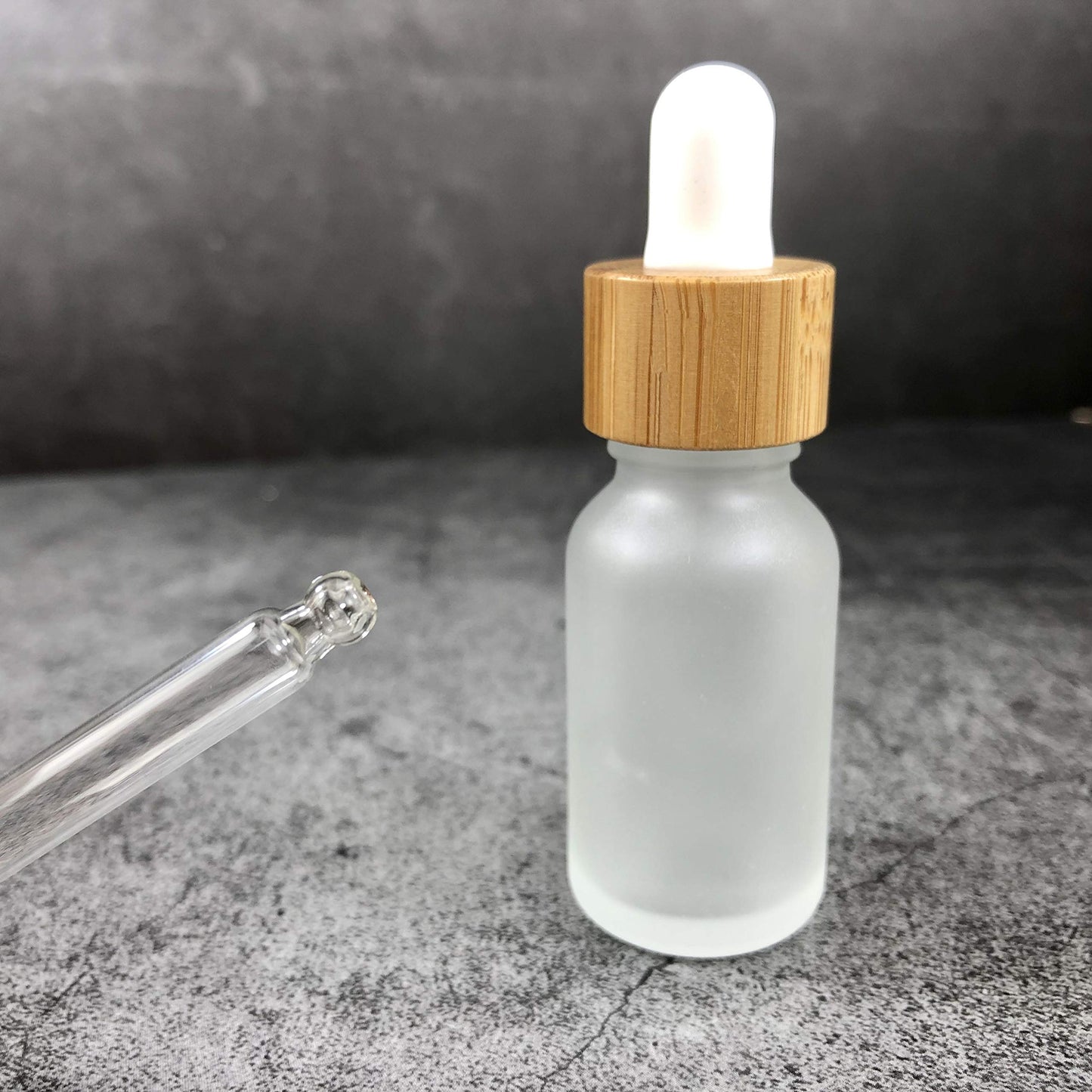4 Pcs Bamboo Frosted Glass Eye Dropper Bottle,Empty Essential Oil Bottles With Pure Glass Pipettes,Bamboo Cap Makeup Travel Cosmetic Sample Container-Pipette&Funnel included (30ml/1 Ounce) (Pack of 2)
