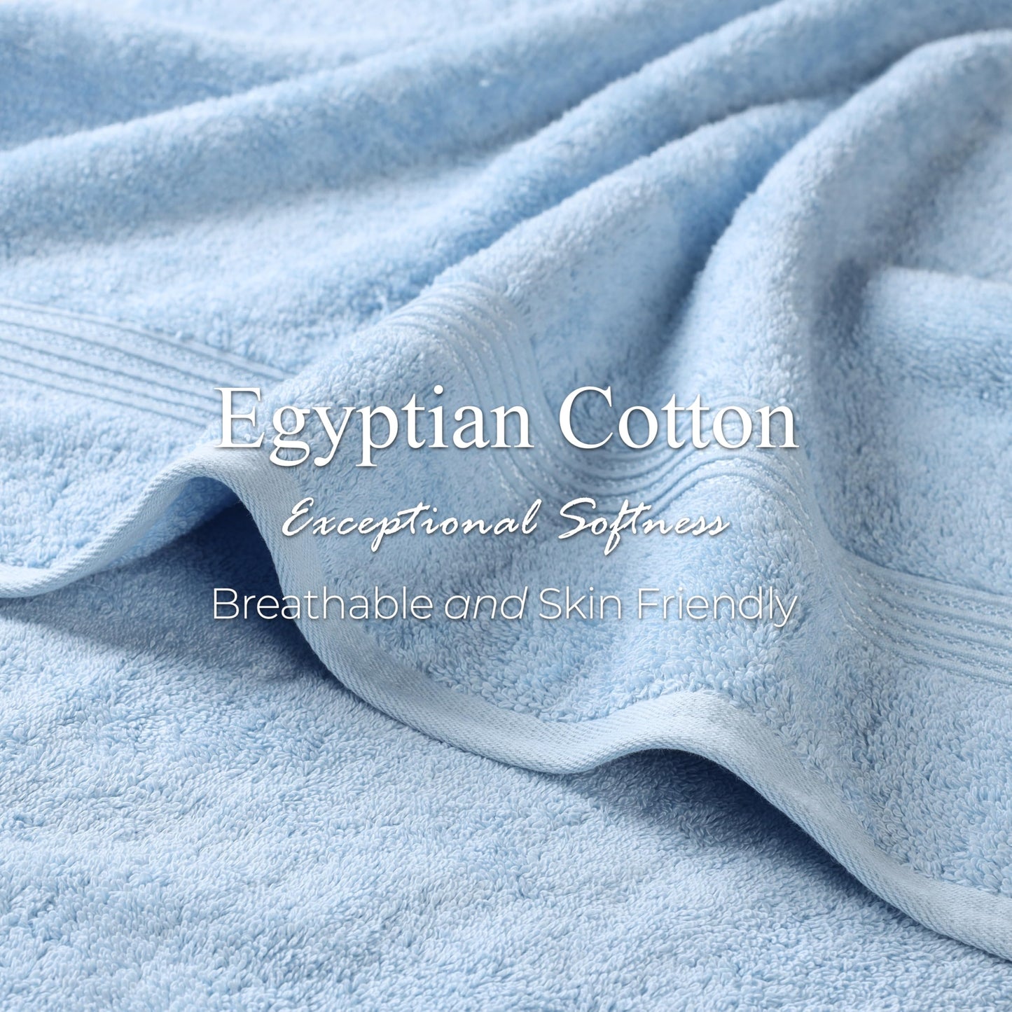 Superior Egyptian Cotton 10-Piece Face Towel Set , Small Towels For Facial, Spa, Quick Dry, Absorbent Towels, Bathroom Accessories, Guest Bath, Home Essentials, Washcloth, Airbnb, Light Blue