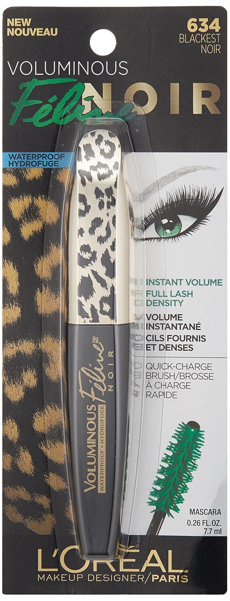 L'Oréal Paris Voluminous Feline Noir Waterproof Mascara - Blackest Noir, 0.27 Fl. Oz.