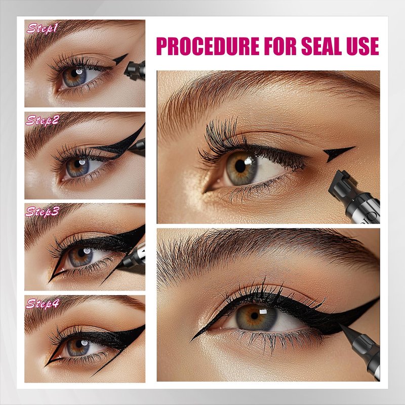Yanqina 2-in-1 Double Head Winged Eyeliner Stamp - Waterproof, Smudge-Proof & Fade-Resistant Black Liquid Liner Cat Eyes