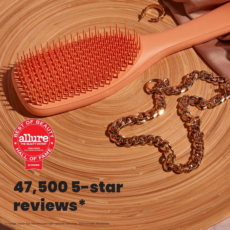 Tangle Teezer Ultimate Detangler Brush - Wet & Dry Hair, Reduces Breakage & Eliminates Knots | Apricot Color