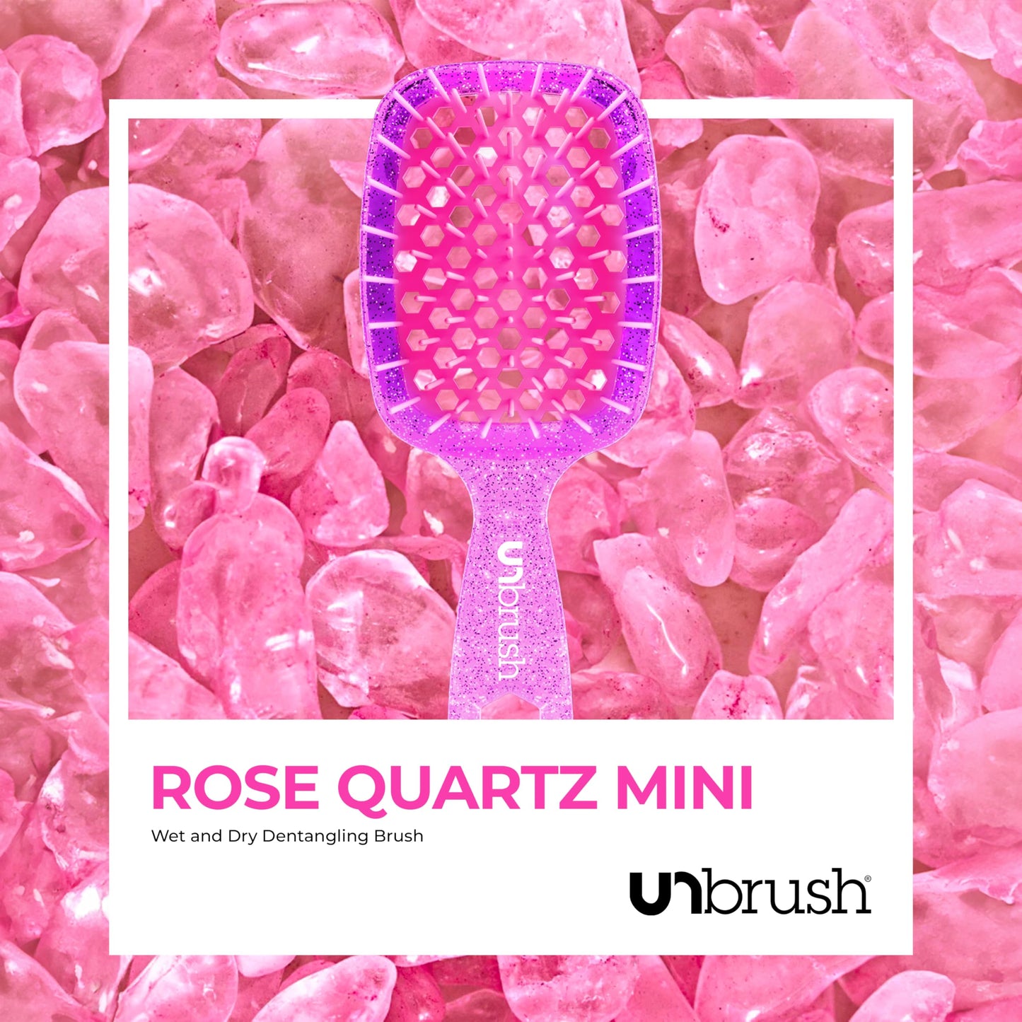 FHI Heat UNbrush Mini Detangler Brush for Pain-Free Brushing on All Wet or Dry Hair Types — Durable Duoflex Anti-Static Bristles, Lightweight Handle, Vented Mini Hair Brush, Rose Quartz Pink