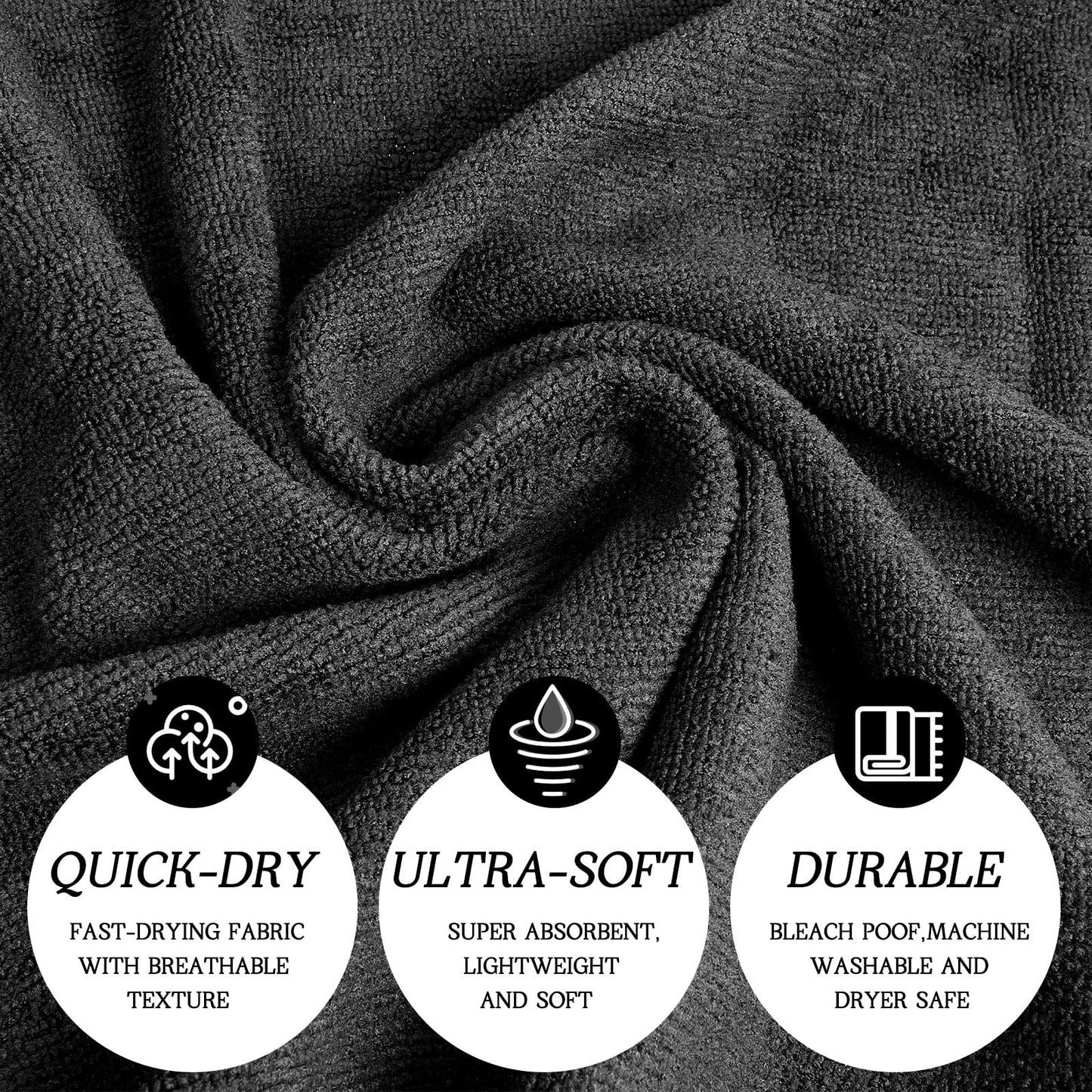 Shimeyao 26 Pcs Salon Bleach Proof Towels Highly Absorbent Hair Towels Hand Facial Cloths Bleach Resistant for Salon Barber Spa Beauty Bath Hair Stylist(Black,16 x 29 Inch,Classic)