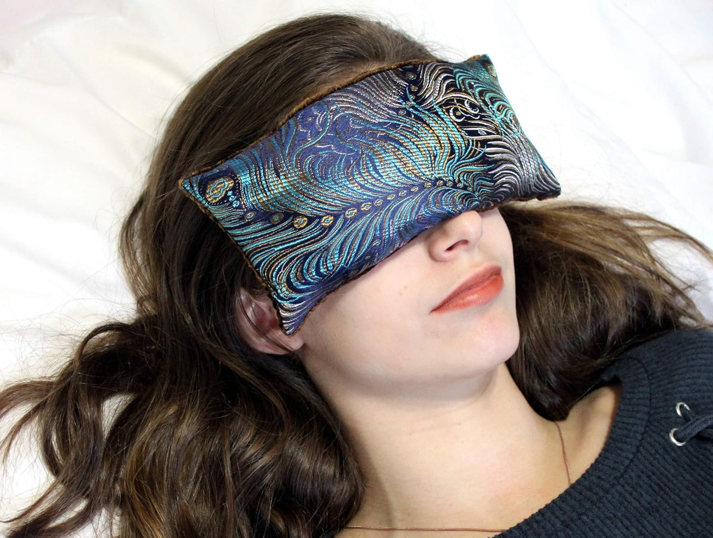 Luxe Serenity Eye Pillow - All-Natural Flaxseed Weighted Mask for Yoga & Meditation | Dark Turquoise