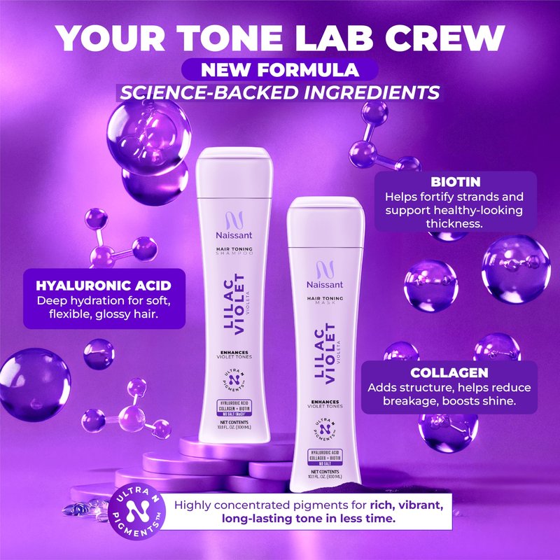 naissant Lilac Violet Hair Toning Mask | Ultra High-Purity Pigments | Color Depositing Violet Tone | Hyaluronic Acid, Collagen & Biotin | Paraben, Ammonia & Sulfate Free | 10.1 Fl. Oz