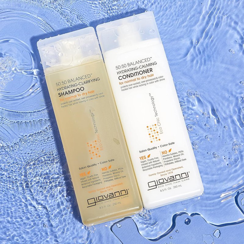 Giovanni 50:50 Balanced Shampoo & Conditioner Set - Hydrating & Calming for Over-Processed Hair | 24 oz Each