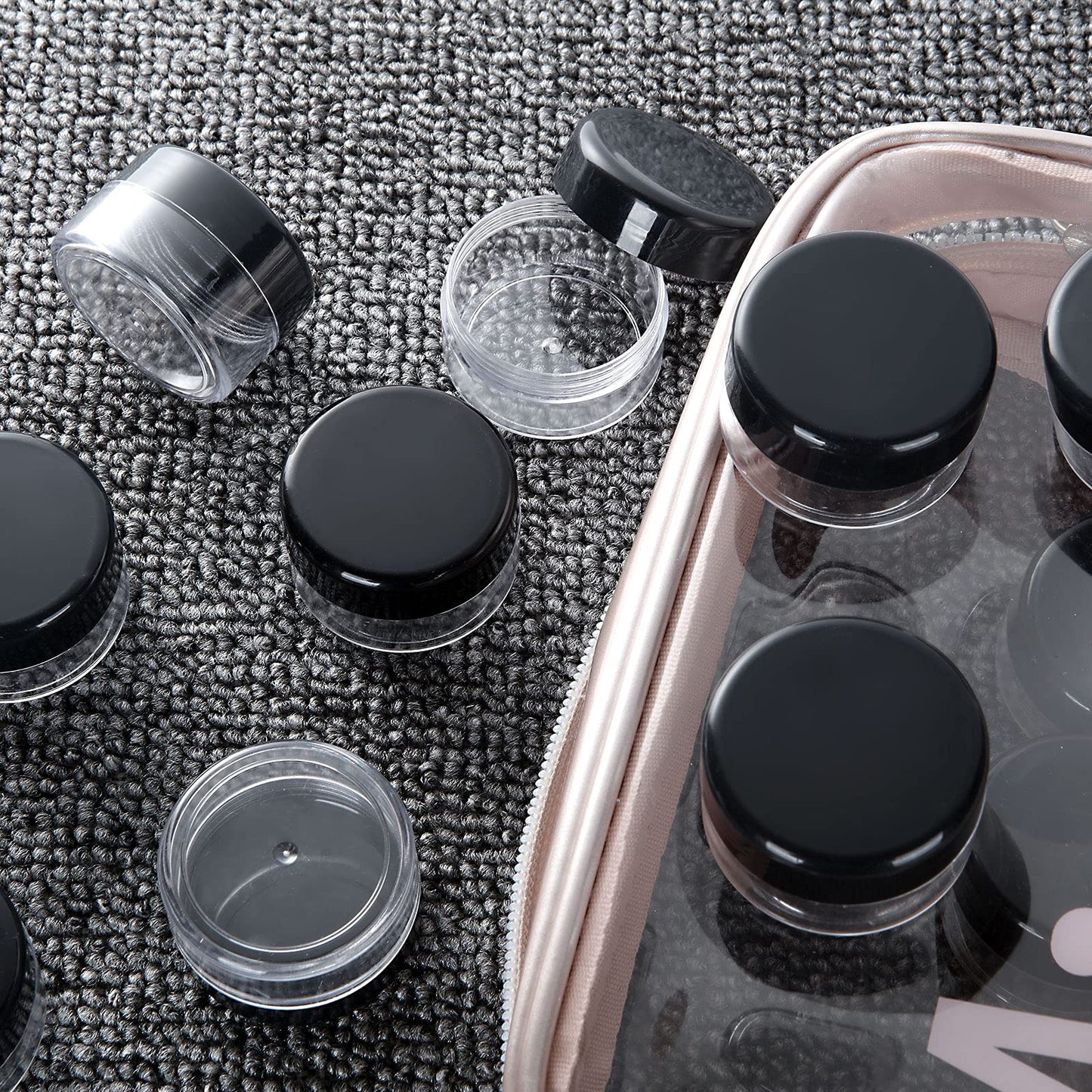 ZIQI 100 Pieces Sample Empty Containers, 20g Clear Cosmetic Container Jars with Lids, Plastic Pot Makeup Jars for Cosmetics, Cream, Lip Balm, Lip Scrub, Ointments-Leak Proof