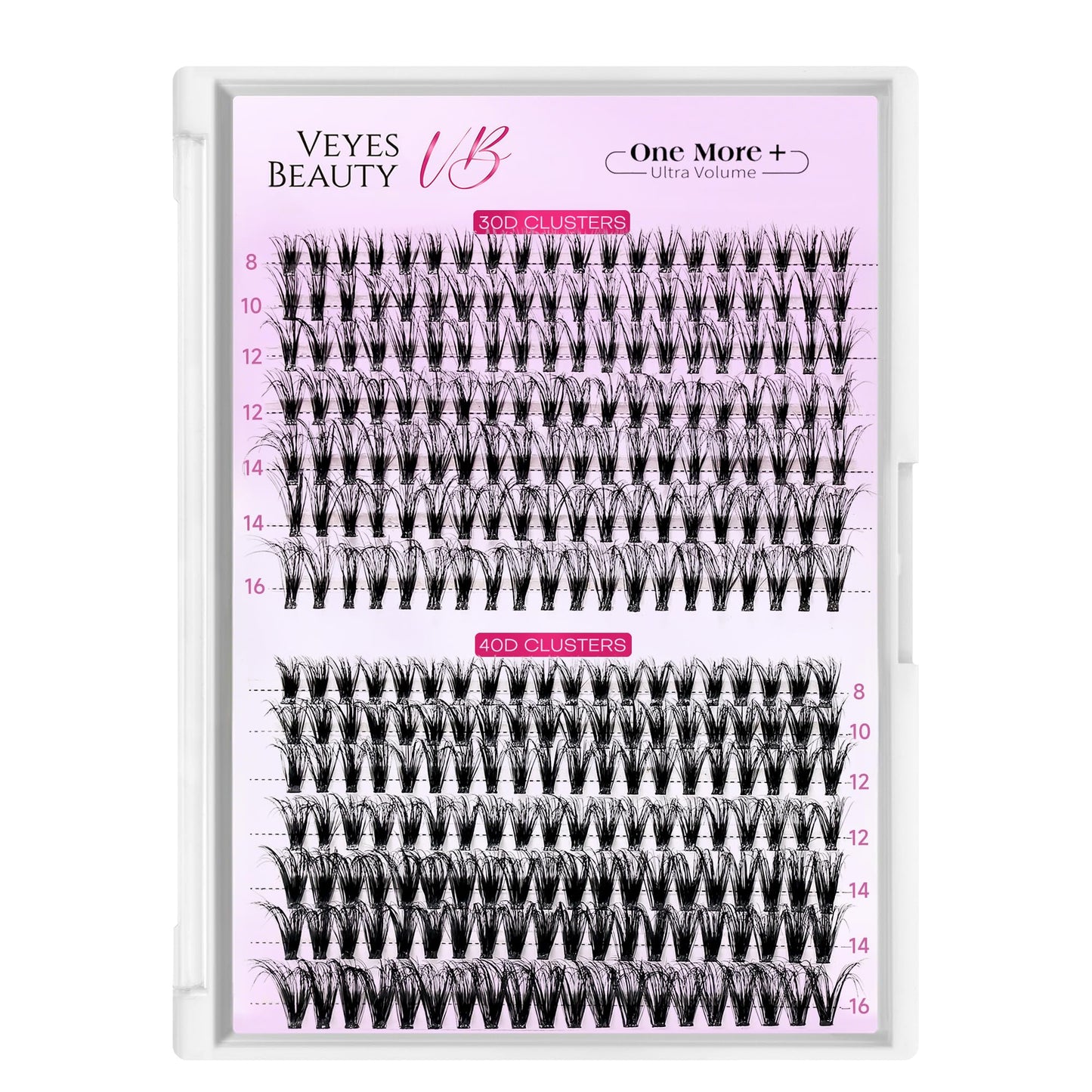 VEYESBEAUTY Lash Clusters UltraVolume Individual Lash Extensions One More+ 3D Layered DIY False Eyelash Tray 30D+40D Volume Cluster Lashes for Self Application at Home