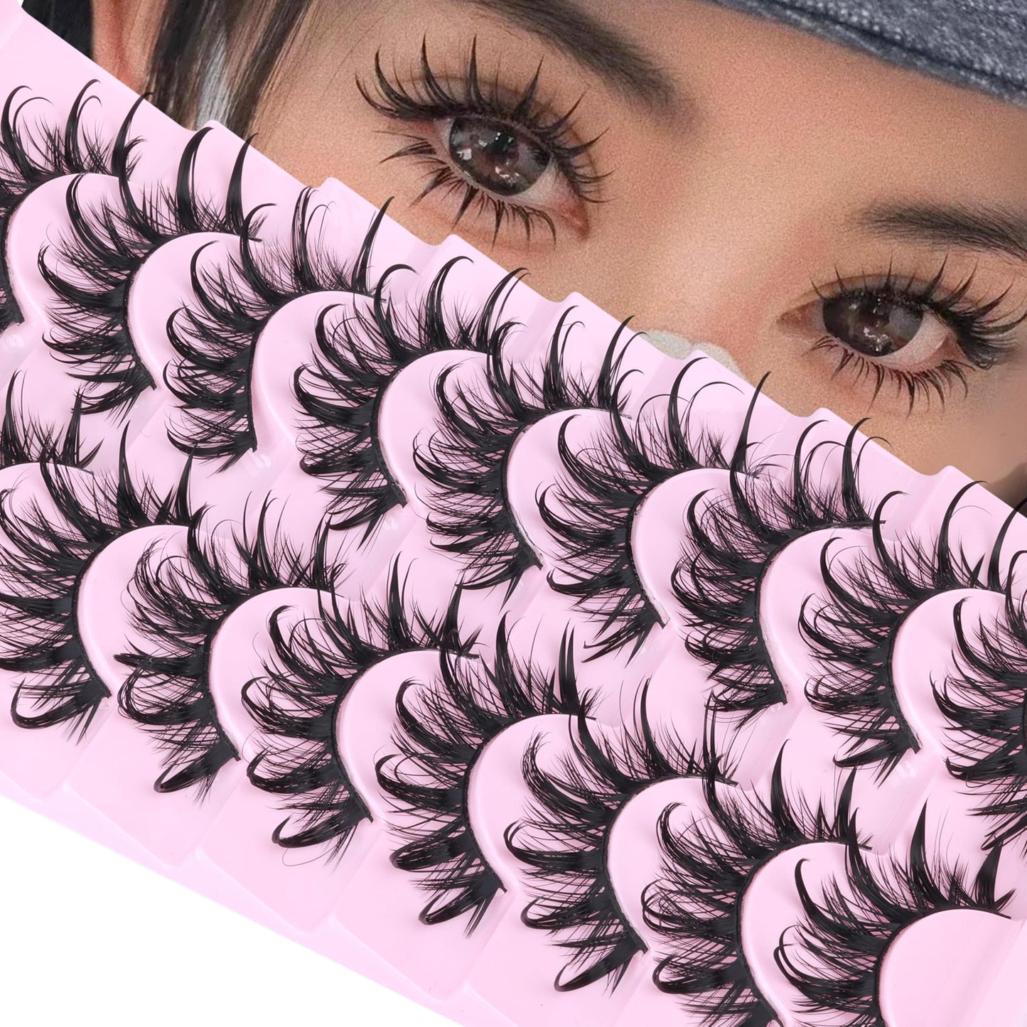 Manga Lashes Cat Eye Dramatic False Eyelashes Wet Look D-Curly Long Anime Lashes Strips Thai Style Manhua Lashes Strips Cosplay Eyelashes Wispy Spiky Lashes 12-20MM 9 Pairs by Zegaine