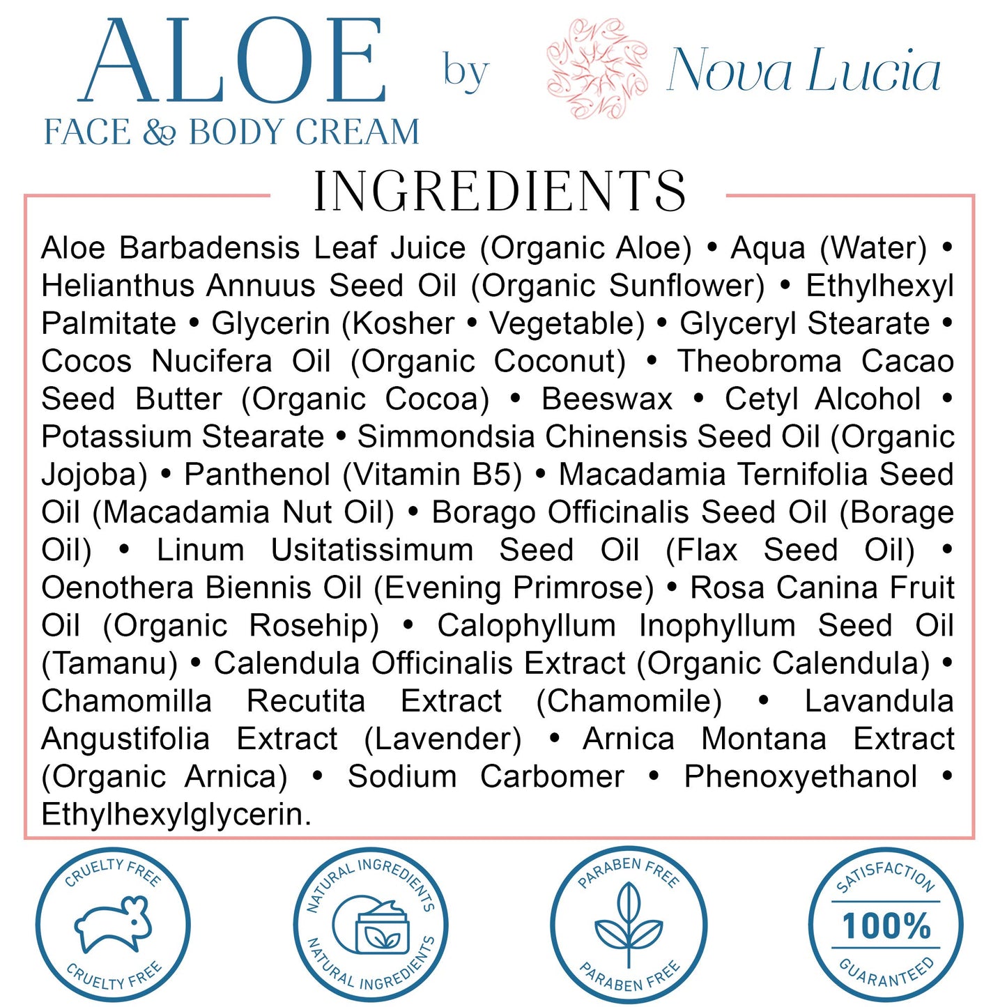 Aloe Vera Cream for Skin – Soothing Moisturizer for Dry, Itchy, or Sensitive Skin, Sunburn Relief, Hydrating Face & Body Cream, Non-Greasy, Fragrance-Free