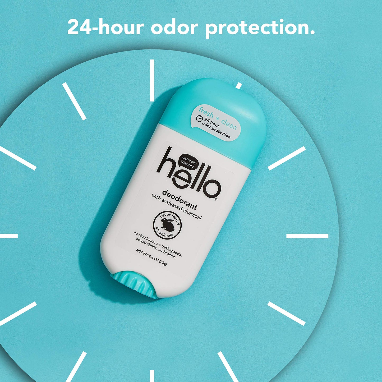 hello Activated Charcoal Fresh and Clean Deodorant for Women and Men, Aluminum Free, Baking Soda Free, Parabens Free, 24 Hour Protection, 2.6 Ounce (Pack of 3)