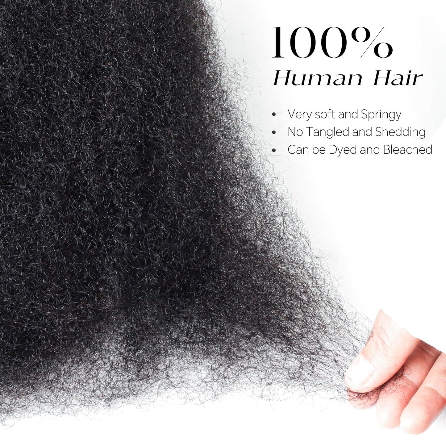 BLL Afro Kinkys Bulk Human Hair-100% Human Hair for Mini Twist Braiding Dreadlock Loc Extensions Afro Kinky Curly Hair Bulk Black Color (4#, 16 Inch (Pack Of 1))