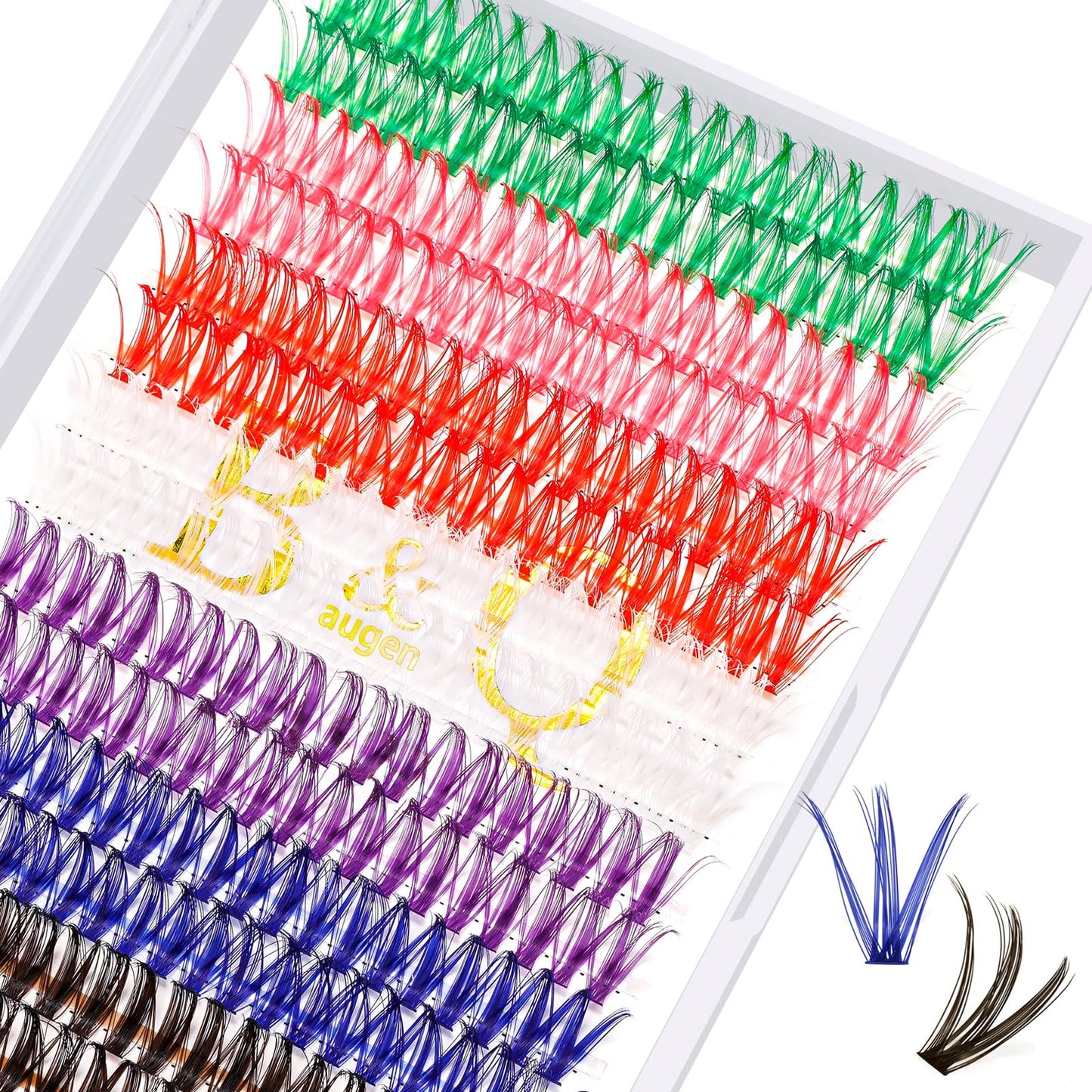 Lash Clusters Colored DIY Eyelash Extensions 280 Clusters Lashes 40D-D-13mm LASH 7 Color Mix Volume Eyelash Clusters Wispy Individual Lashes Cluster DIY at Home(7MIX,40D-D-13mm)
