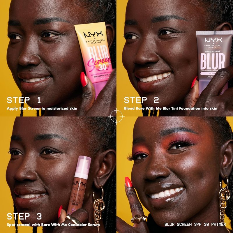 NYX Blurscreen SPF 30 Primer - 3-in-1 Vegan Makeup Primer | No White Cast, Non-Greasy Formula