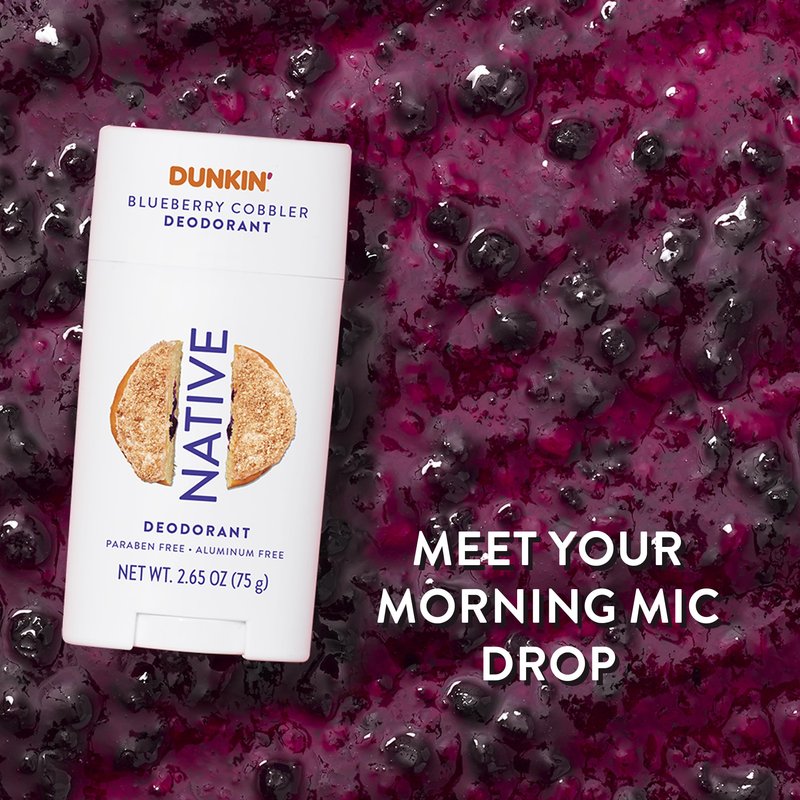 Native Deodorant | Limited Dunkin Donuts Edition | Aluminum Free with Baking Soda, Probiotics, Coconut Oil and Shea Butter | Blueberry Cobbler 2.65oz