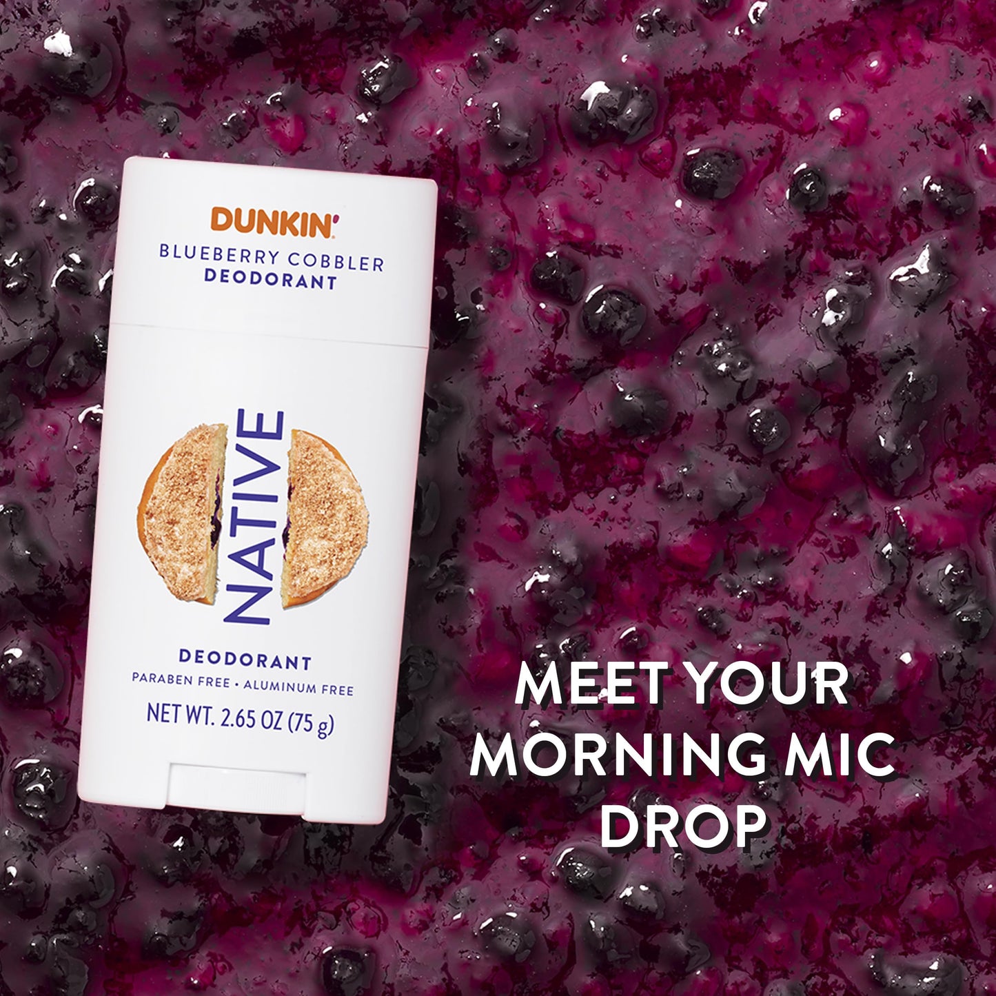 Native Deodorant | Limited Dunkin Donuts Edition | Aluminum Free with Baking Soda, Probiotics, Coconut Oil and Shea Butter | Blueberry Cobbler 2.65oz