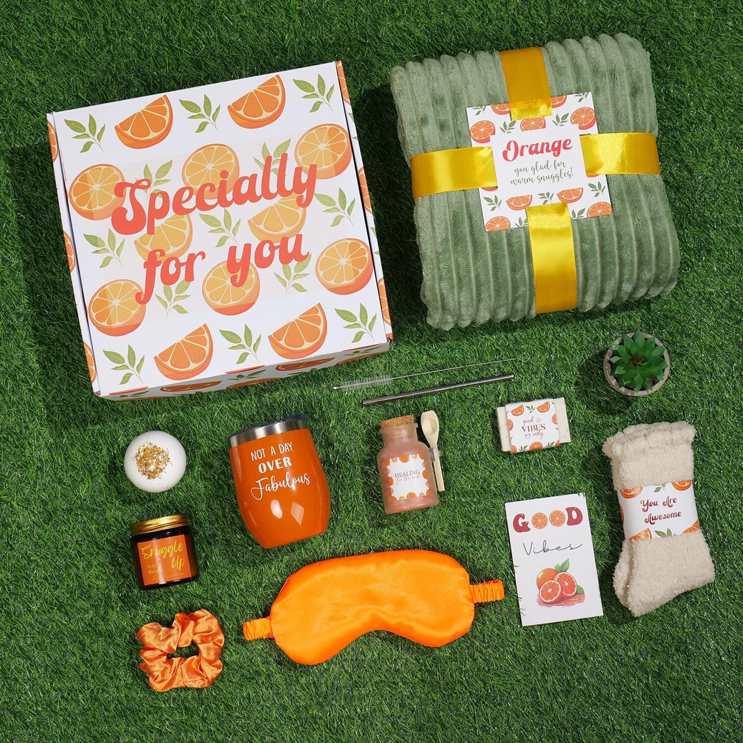 Care Package For Women, Fall Gift Baskets, Self Care Gifts for Women, Get Well Soon, Orange Fall Themed Gifts for Woman, Relaxation Spa Gift Baskets, Thinking of You Birthday Gift