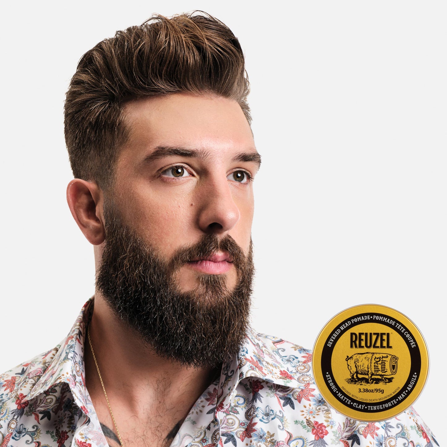 REUZEL Severed Head Strong Hold Clay Pomade for Men Strong Hold Matte Hair Styling Clay, Rough Textured Finish, All-Day Control, Non-Greasy Formula, Limited Edition 3.38oz