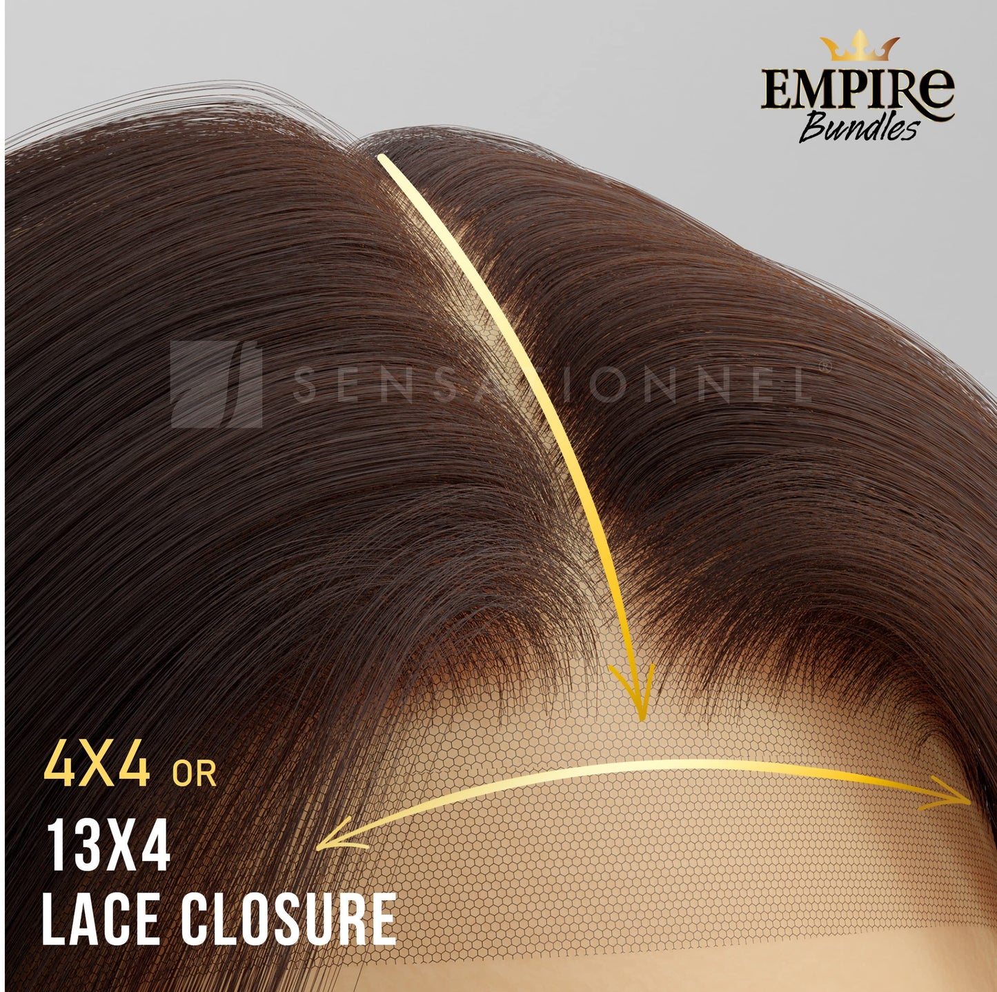 Sensationnel Empire bundle 4x4 closure - straight HD lace large free parting lace frontalclosure unprocessed human hair weave (12 inch, NATURAL/BLACK)