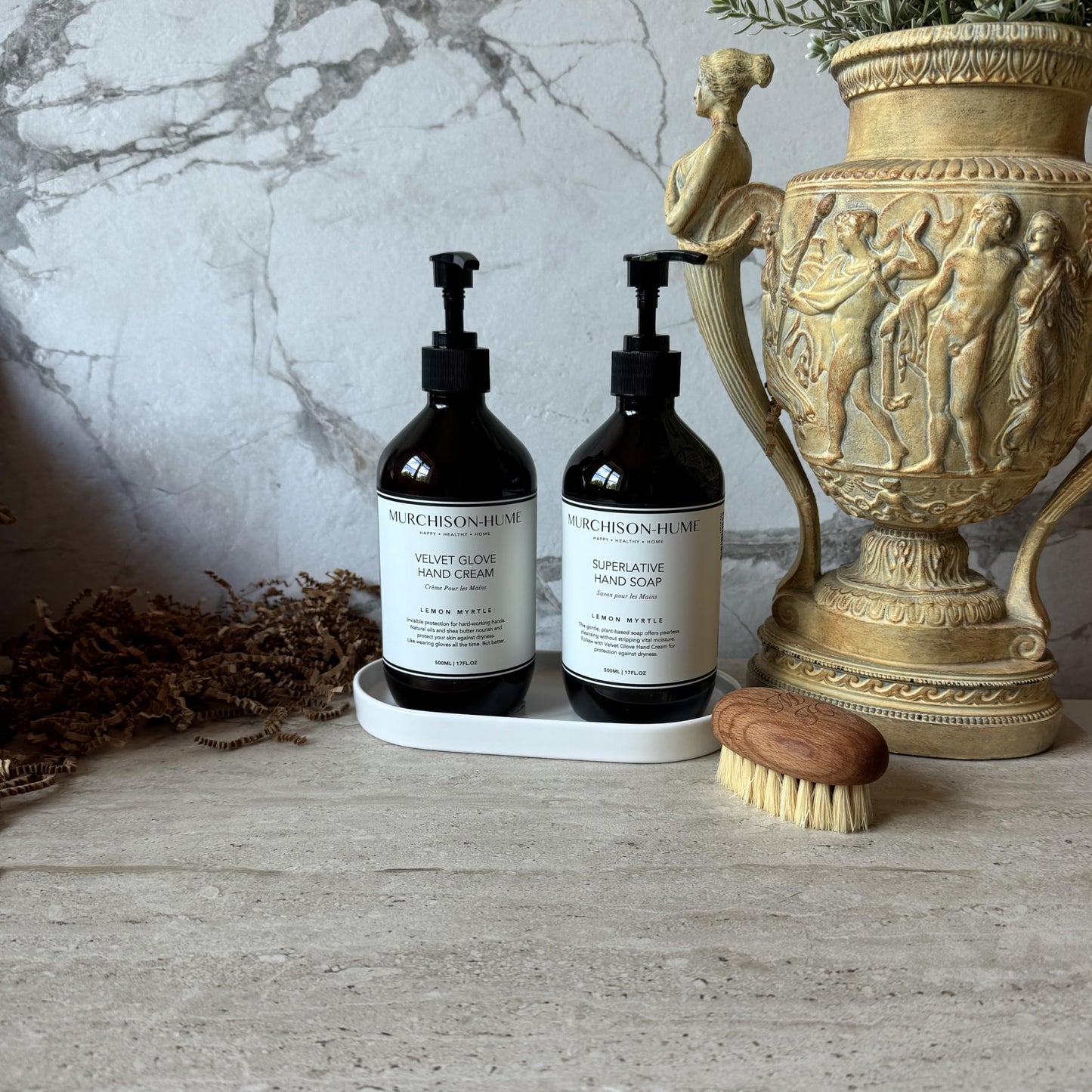 Murchison-Hume Lemon Myrtle Hand Soap | Superlative Plant-Based Formula with Elegant Refillable Pump Dispenser | Soft & Hydrated Hands | SLS-Free, Paraben-Free & Cruelty-Free | 16 fl oz