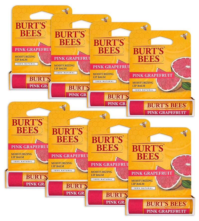 Burt's Bees Lip Balm - Pink Grapefruit Flavor - Moisturizing & Nourishing | Pack of 8 - 0.15 oz Each