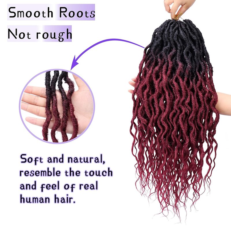 Faux Locs Crochet Hair - 24 Inch Soft Goddess Locs | 6 Packs Pre-Looped Synthetic Braids with Curly Ends
