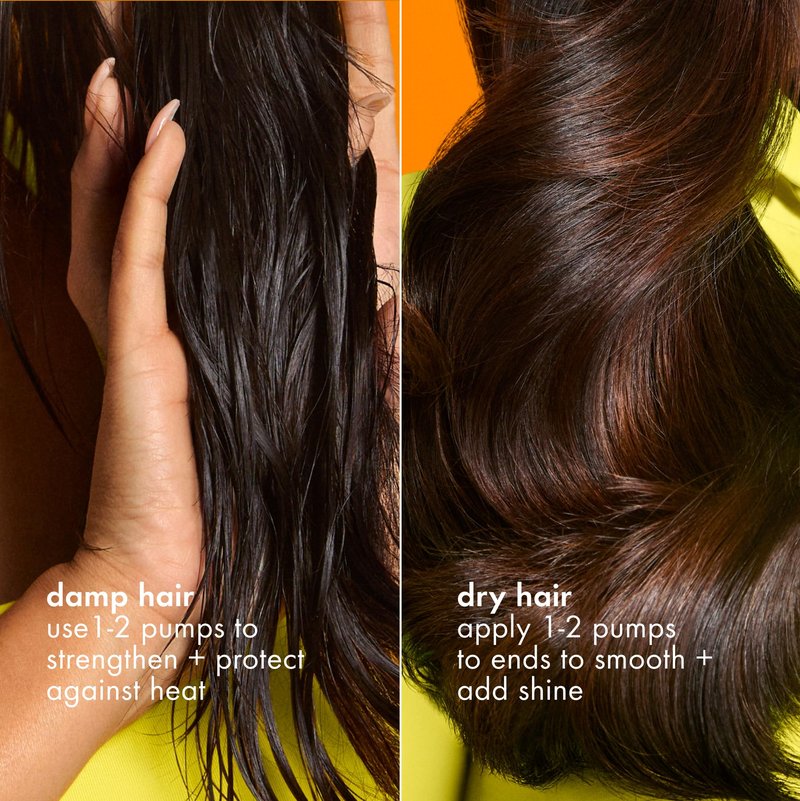 amika superfruit star lightweight hair styling + heat defense oil, 20ml | heat protection, strengthen + reduce breakage, smooth frizz, add glossy shine
