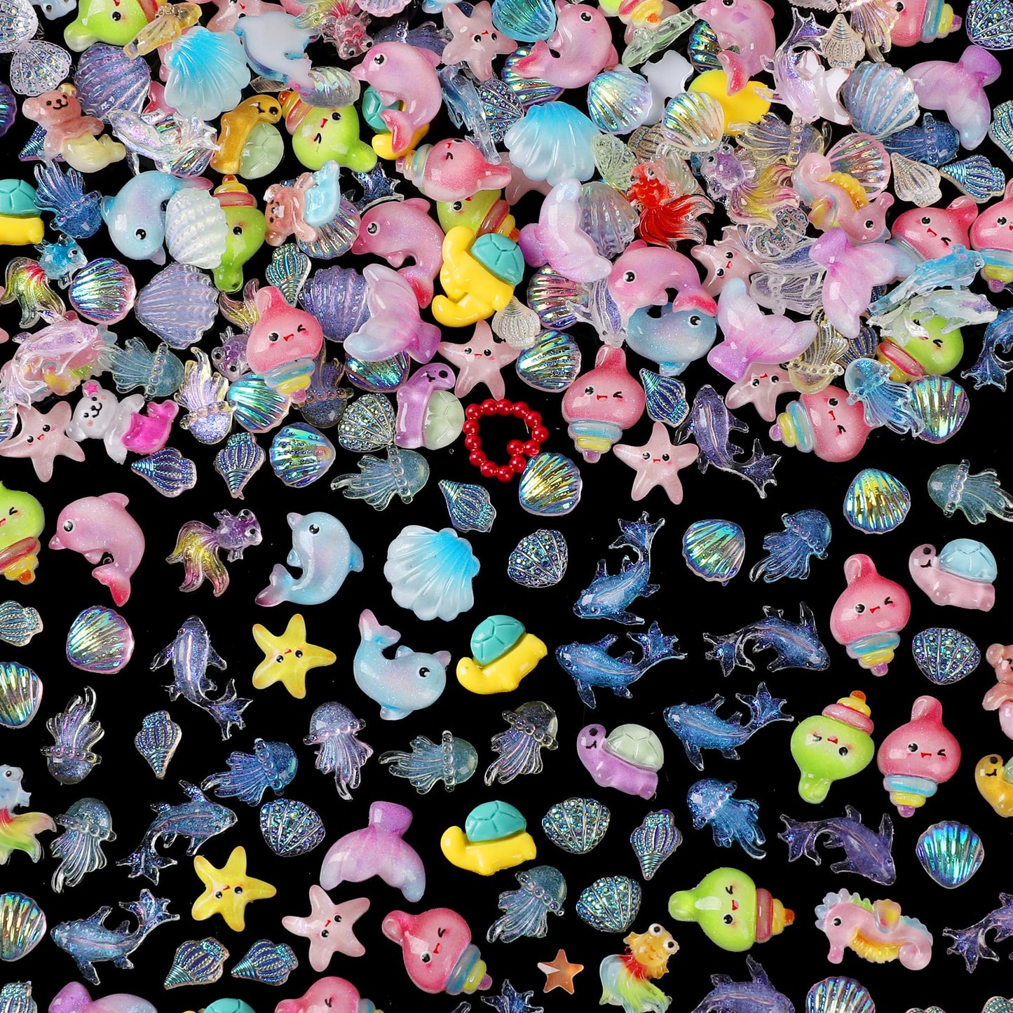 COOSLIM 120PCS Summer Beach Nail Art Resin Accessories, Ocean Theme Shell Starfish Goldfish Nail Studs Sea Series Whelk Nail Charms Supplies for Nail Art Designs DIY Manicure Decoration 2