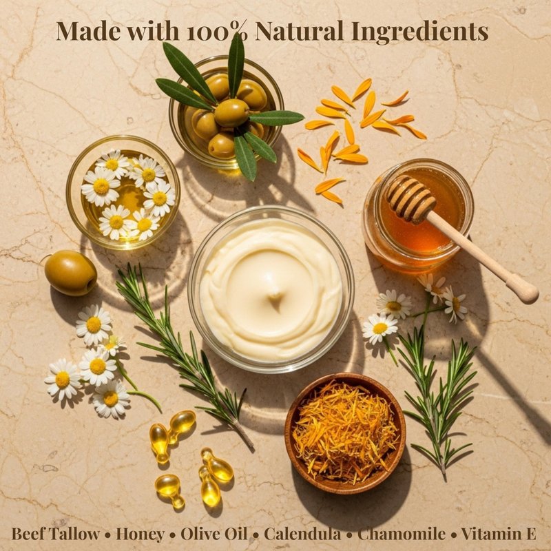 Beehydra Grass-Fed Beef Tallow Balm & Gua Sha Set – Nourishing Tallow Moisturizer for Face, Body & Hands – Natural Skincare
