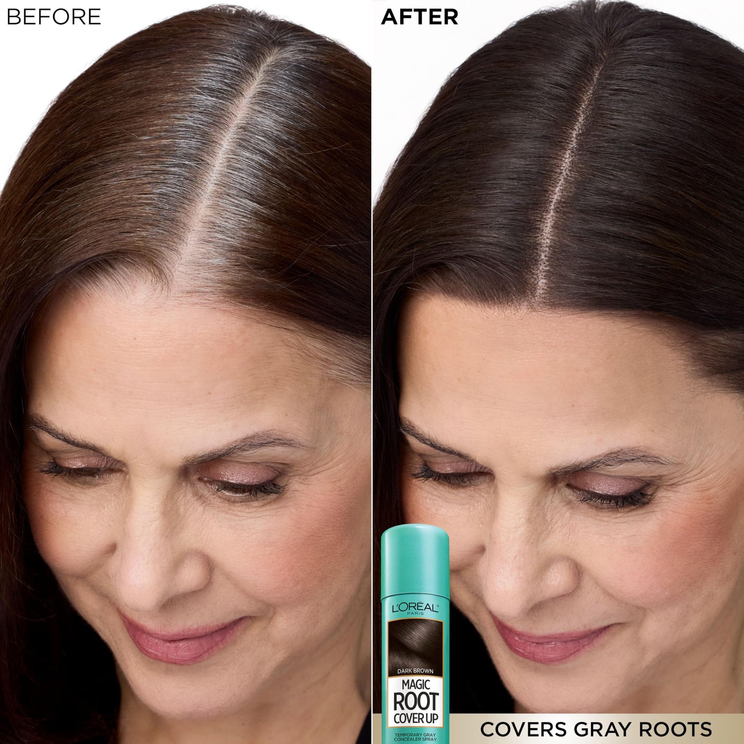 L'Oreal Paris Magic Root Cover Up Gray Hair Spray, 100% Gray Hair Coverage with Buildable, Lightweight, Transfer-Resistant, and Temporary Formula, Ammonia-Free, Light Golden Brown, 2 oz (2 Count)