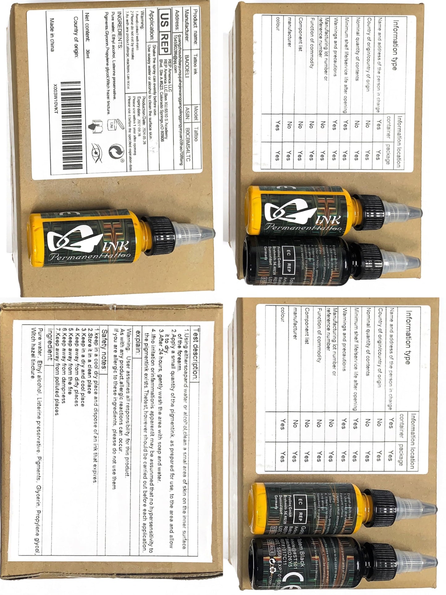 BAODELI Tattoo Ink Set Professional - 14 Colors 1oz (30ml) Vegan-Friendly Pigment Ink Supplies,Tattoo Inks Vegan TI4002-30-14