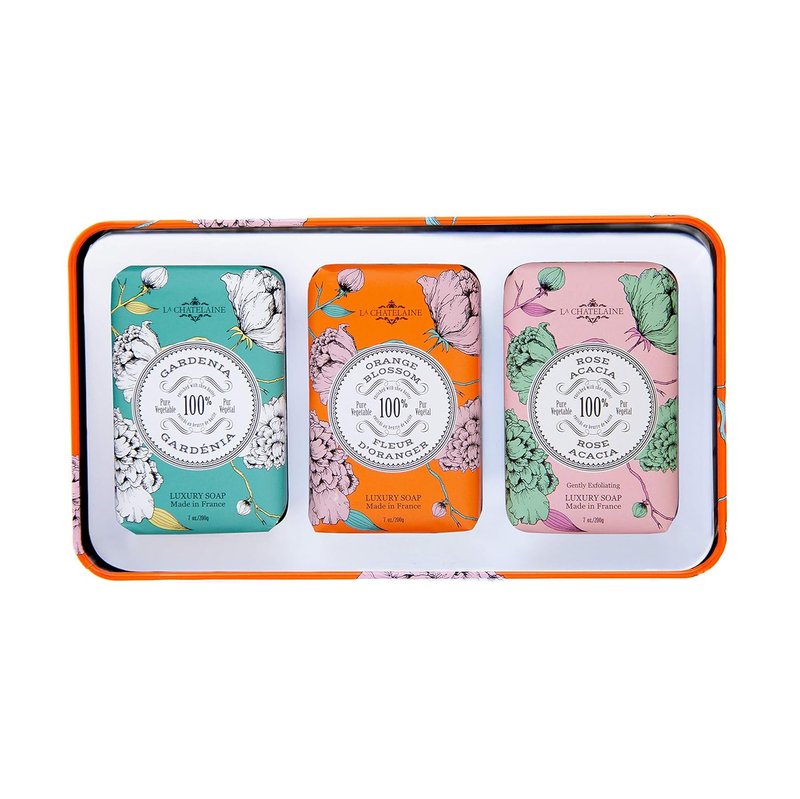 Luxury Bar Soap Trio Gift Set - Natural & Organic Shea Butter Formula | 3 x 7 oz - Gardenia, Orange Blossom, Rose Acacia