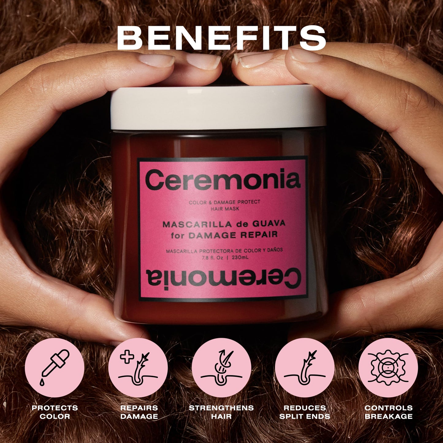Ceremonia Guava Color & Damage Protect Hair Mask | Moisturizing, 7.8 fl oz
