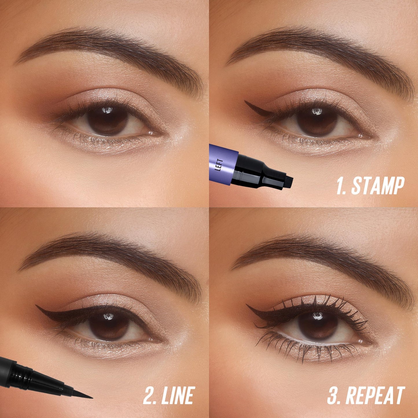 Kaja Winged Eyeliner Set - Wink Stamp Long | with Avocado Extract, Double-ended Wing, Smudge-Proof, Waterproof, Eye Irritation Tested, Long Lasting Pencil, Colorstay, Matte Finish, Cat Eye Look