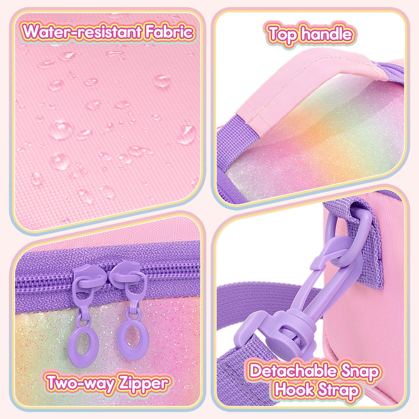 Kids Small Nail Polish Storage Holds 24 Bottles (0.15 fl oz - 0.17 fl oz), Double Layer Carrying Case for Nail Supplies, Rainbow Sequins Design, for Kids Girls Dress Up Play Travel, Pink, Case Only