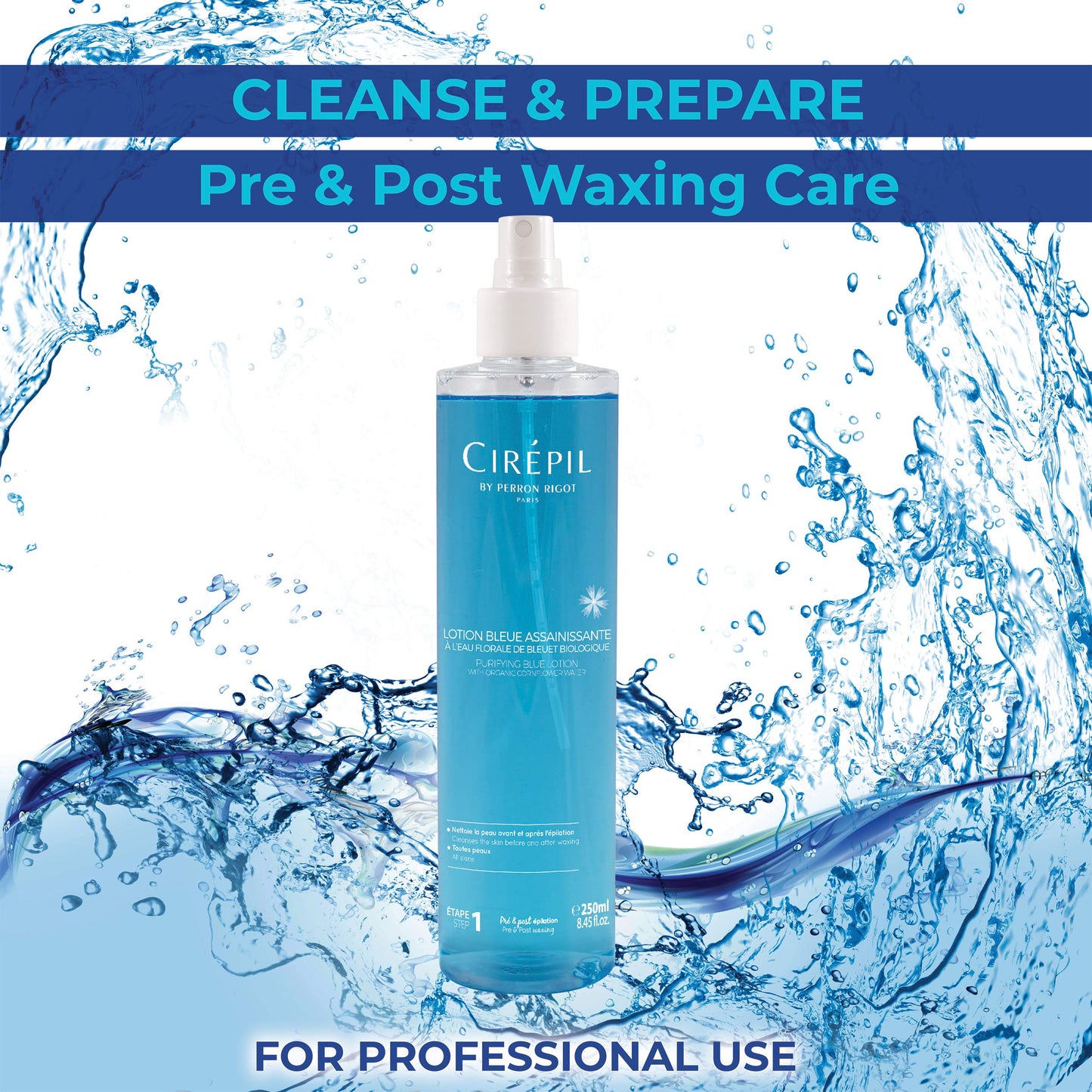 Cirepil Professional Pre & Post Waxing Duo Bundle - Blue Lotion Cleanser (8.45 oz) and Pre & Post Depilatory Moisturizing Oil (8.45 oz) - Complete Skin Preparation & After-Care Treatment