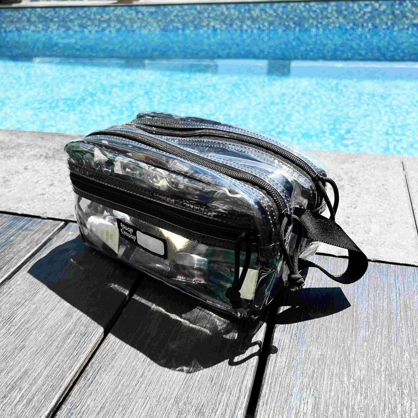 Rough Enough Clear Travel Toiletry Bag for Men Women Traveling Toiletries Essentials Shaving Hygiene Dopp Kit